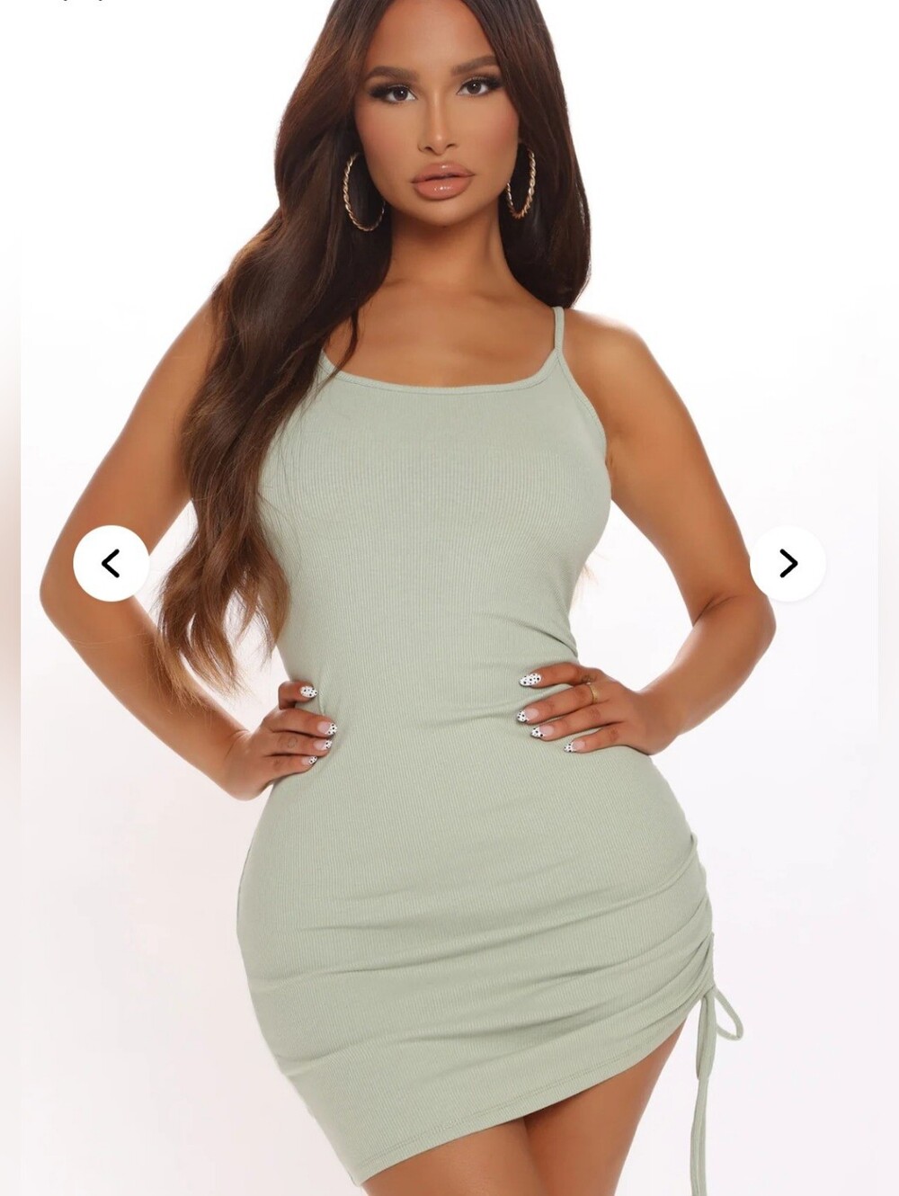 One Time Ruched Mini Dress- Sage